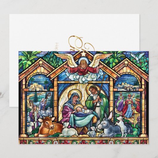 Kerstmisscène Zegeningen van Kerstmis Feestdagenkaart (Voorkant / Achterkant)