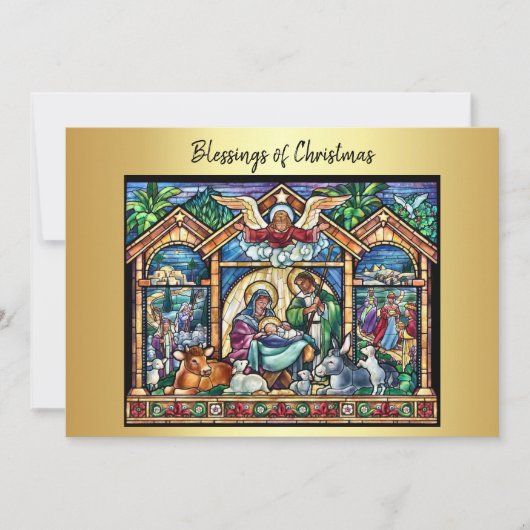 Kerstmisscène Zegeningen van Kerstmis Feestdagenkaart (Voorkant)
