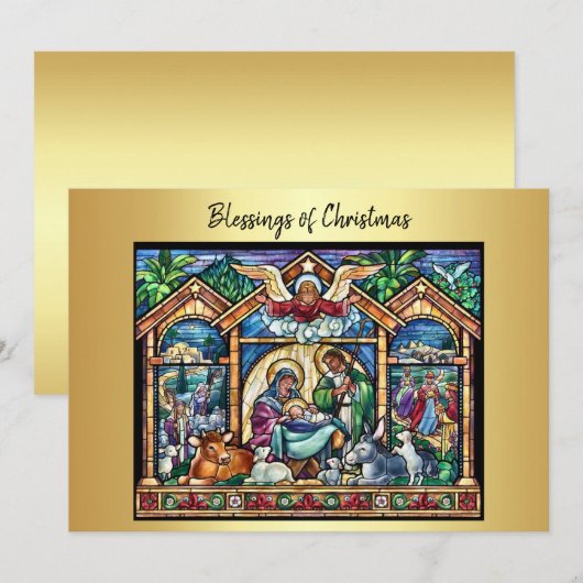 Kerstmisscène Zegeningen van Kerstmis Feestdagenkaart (Voorkant / Achterkant)