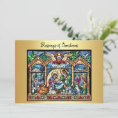 Kerstmisscène Zegeningen van Kerstmis Feestdagenkaart (Staand voorkant)