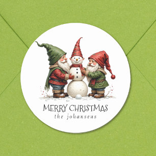 Kerstmisse Kabouters Sneeuwman Kerstmis Sticker