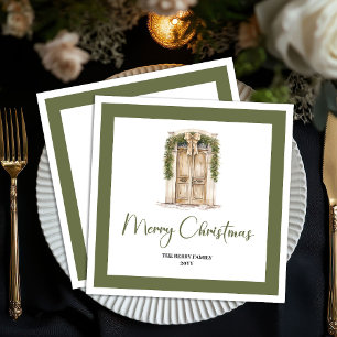Kerstmisse servetten met familienaam in minimalist