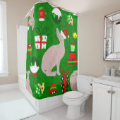 Kerstmissfynx Kat Santa Sfinx Douchegordijn (In situ)