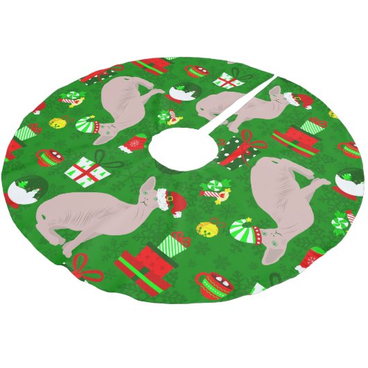 Kerstmissfynx Kat Santa Sfinx Kerstboom Rok (Gekanteld)