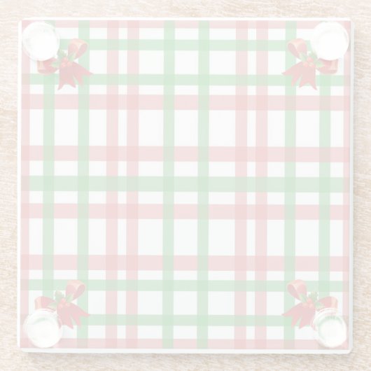 Kerstmisspel Bow Accent Country Glazen Onderzetter (Achterkant)