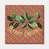 Kerstmisspel Rood Goud Sterren Met Krans Magneet (Voorkant)