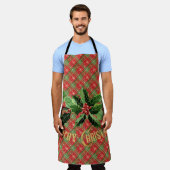 Kerstmisspel Rood Goud Sterren Met Krans Schort (Gedragen)