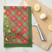 Kerstmisspel Rood, Groen, Goud en Boom Theedoek (Quarter Fold)