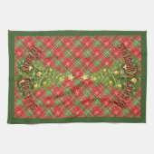 Kerstmisspel Rood, Groen, Goud en Boom Theedoek (Horizontaal)