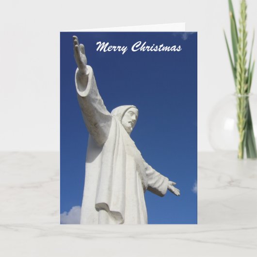 Kerstmisstandbeeld van Jesus Feestdagen Kaart (Voorkant)