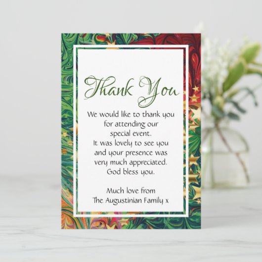 KERSTMISSTERREN Feestelijk Retro Rood Groen Goud Bedankkaart (Staand voorkant)