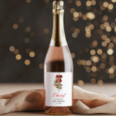 Kerstmistel Rood lint Bruidsfeest Wijn Etiket