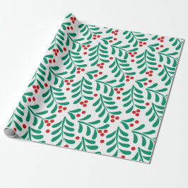 kerstmistletoe berriesmodel Verpakkingspapier Cadeaupapier
