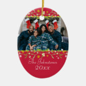 Kerstmistletoe rode sierfoto eigen foto keramisch ornament (Voorkant)