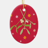 Kerstmistletoe rode sierfoto eigen foto keramisch ornament (Achterkant)