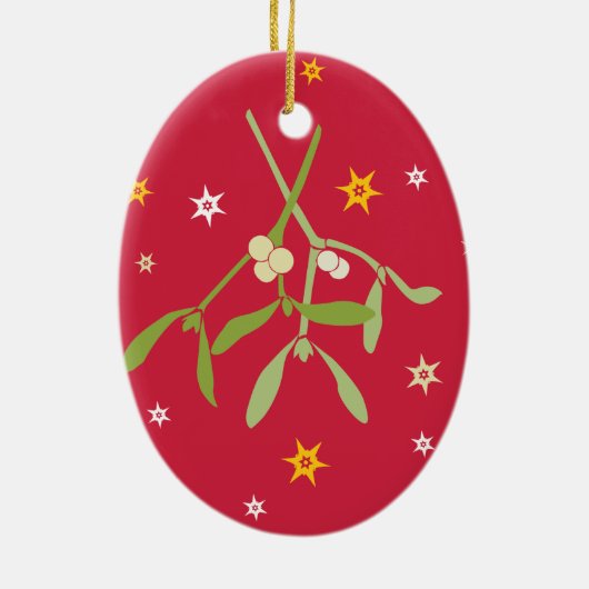 Kerstmistletoe rode sierfoto eigen foto keramisch ornament (Achterkant)