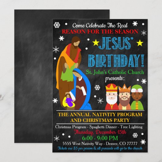 Kerstmisuitnodiging Kaart (Voorkant / Achterkant)