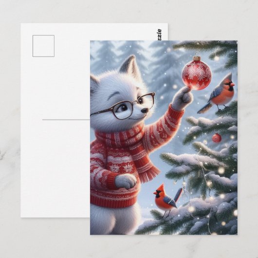 Kerstmisvos en de vogels briefkaart (Voorkant / Achterkant)