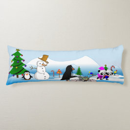 Kerstmiswinterscène Cartoon 2-zijdig lichaamskusse Lichaamskussen