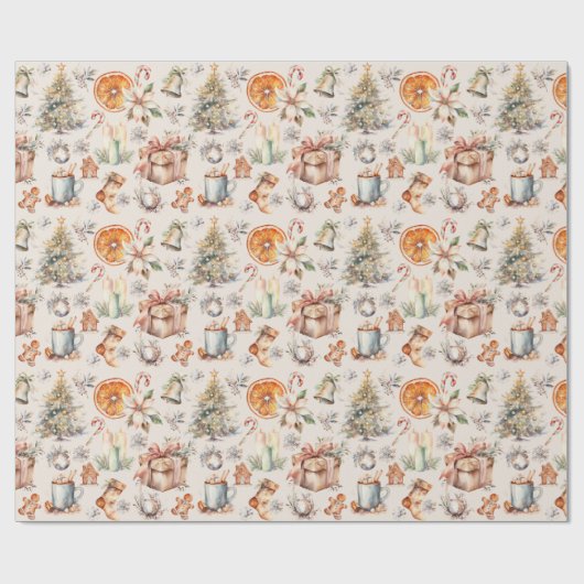 Kerstmix elementen inpakpapier 30 in x 6 ft (Vlak)