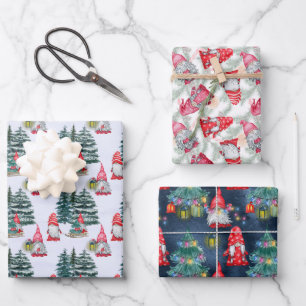 Kerstmnis Kabouters in de Winter Inpakpapier Vel