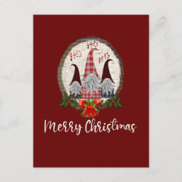 Kerstmnis Kabouters Rood, Rustiek, Geruit, Trendy Briefkaart