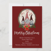 Kerstmnis Kabouters Rood, Rustiek, Geruit, Trendy Kaart (Voorkant)