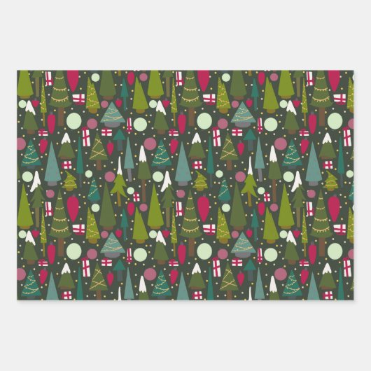 Kerstmoderne bomen, groot inpakpapier vel (Voorkant 2)