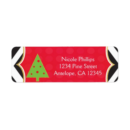 Kerstmoderne Boom Mooie Kerst Adreslabels Etiket (Voorkant)