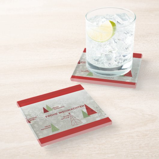 Kerstmoderne feestdagen Rode Onderzetters (Schuin)