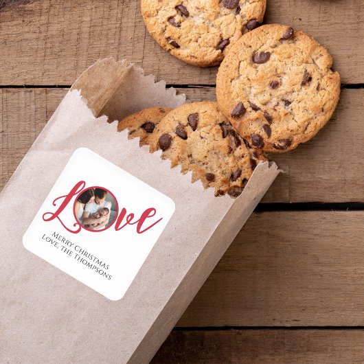 Kerstmoderne fotokalligrafie Eenvoudig geluid Vierkante Sticker