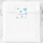 Kerstmoderne glitterieblauwe sneeuwvlok vierkante sticker (Tas)