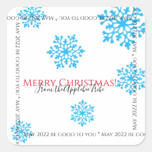 Kerstmoderne glitterieblauwe sneeuwvlok vierkante sticker