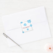 Kerstmoderne glitterieblauwe sneeuwvlok vierkante sticker (Envelop)