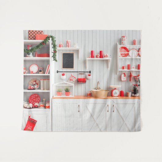Kerstmoderne keuken fotografie achtergrond wandkleed (Voorkant (horizontaal))