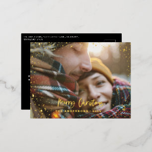 Kerstmoderne, minimale folie met fotoster feestdagen briefkaart
