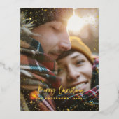 Kerstmoderne, minimale folie met fotoster folie feestdagen briefkaart (Voorkant)