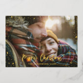 Kerstmoderne, minimale fotogroene ster folie feestdagenkaart (Voorkant)