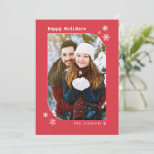 Kerstmoderne, minimale rood- en witte fotokaart feestdagenkaart (Staand voorkant)
