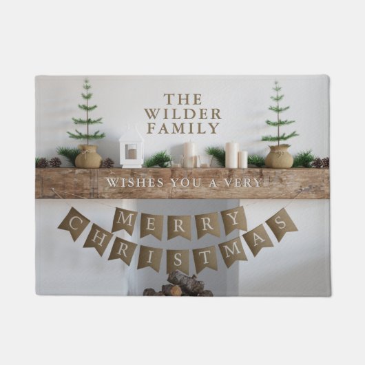 Kerstmoderne Scandi Familienaam Doormat Deurmat (Voorkant)