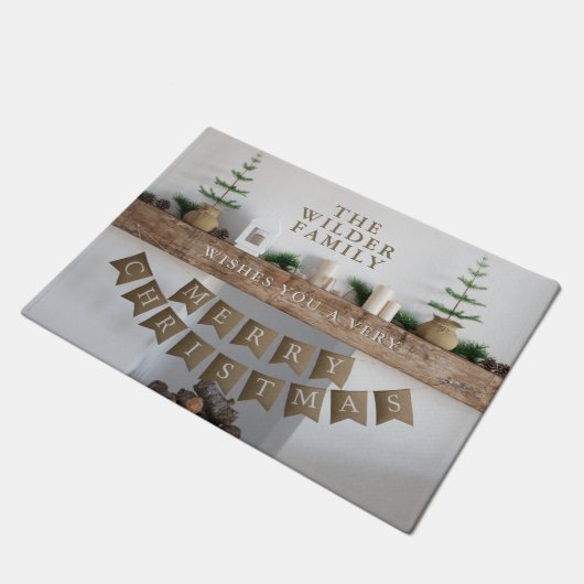 Kerstmoderne Scandi Familienaam Doormat Deurmat (Schuin)