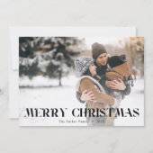 Kerstmoderne typografie, foto met zwarte bovenlaag feestdagenkaart (Voorkant)
