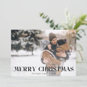 Kerstmoderne typografie, foto met zwarte bovenlaag feestdagenkaart (Staand voorkant)