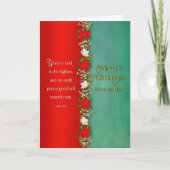 Kerstmoeder en pap Rode Poinsettias in Garland Kaart (Voorkant)