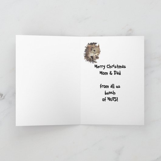 Kerstmoeder en vader van een stel Nuts-Squirrel Feestdagen Kaart (Binnen)
