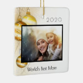 Kerstmoeder 's werelds beste mam foto goud keramisch ornament (Rechts)