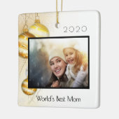 Kerstmoeder 's werelds beste mam foto goud keramisch ornament (Links)