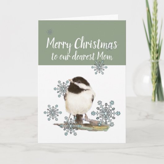 Kerstmoeder van ons Sneeuwklaver Chickadee Bird Feestdagen Kaart (Voorkant)