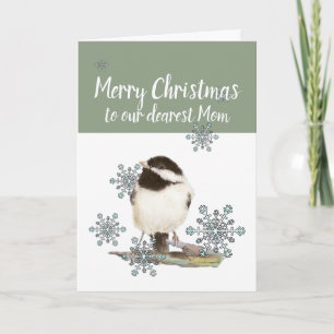 Kerstmoeder van ons Sneeuwklaver Chickadee Bird Feestdagen Kaart