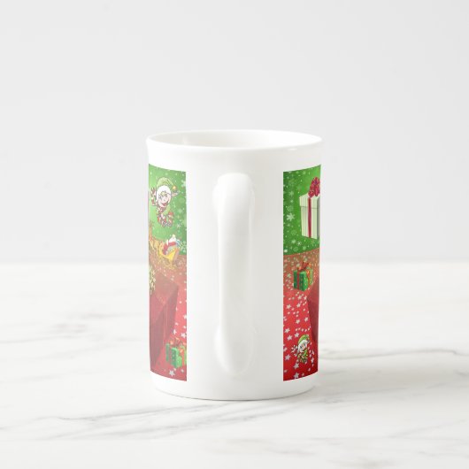 kerstMok, Elf Porselein Kop (Achterkant)